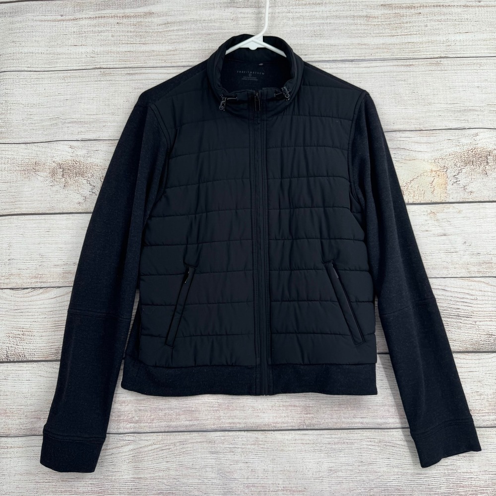 TravisMathew Skyloft Soft Espresso Martini Jacket Women M Black Full Zip Quilted